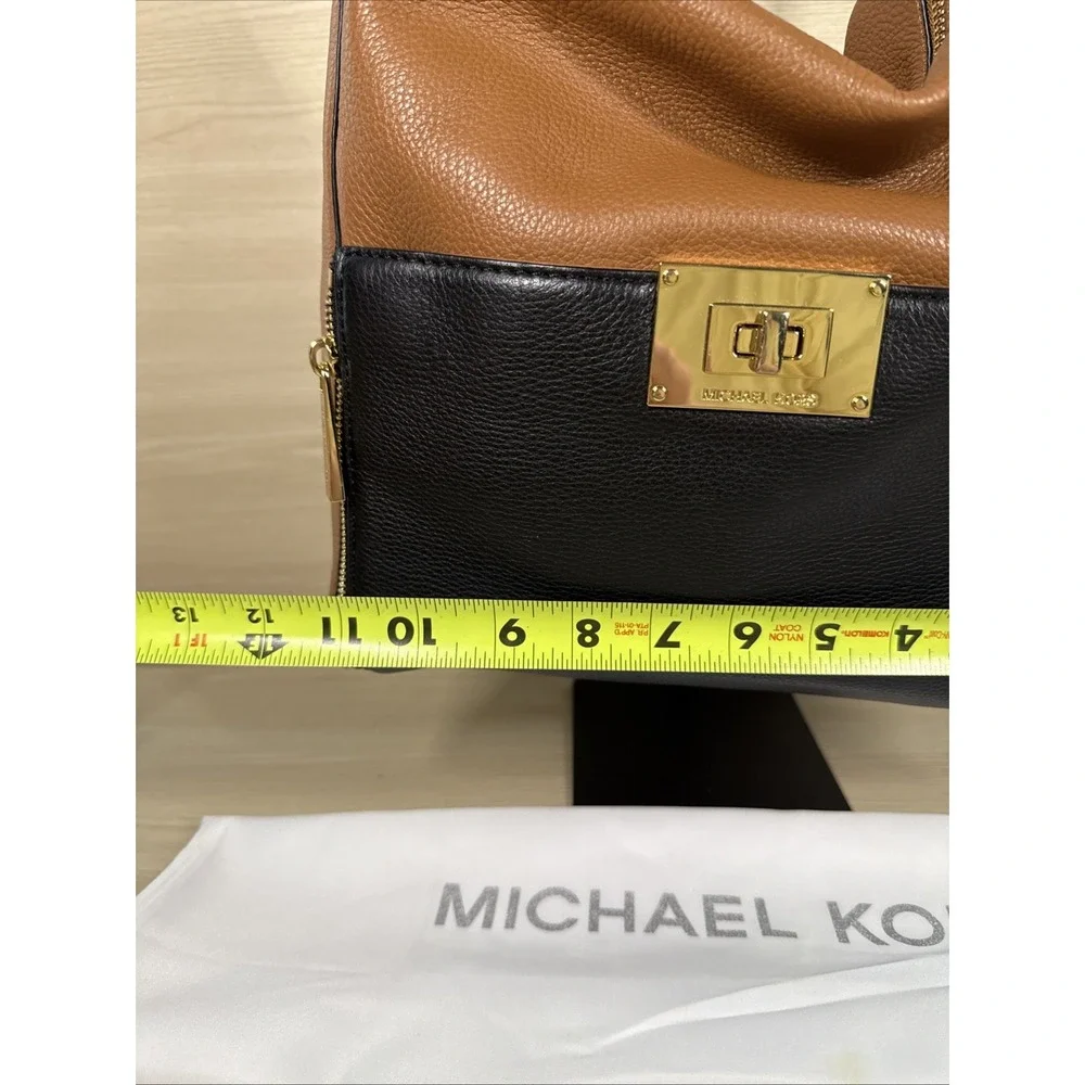 Michael Kors Addie Large Logo Hobo Shoulder Bag Two Tone Black & Brown‎